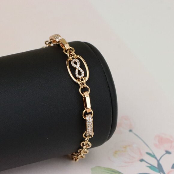 "Rose Gold Infinity Link Bracelet with Adjustable Chain, XPBL0930 - Picture 1 of 12